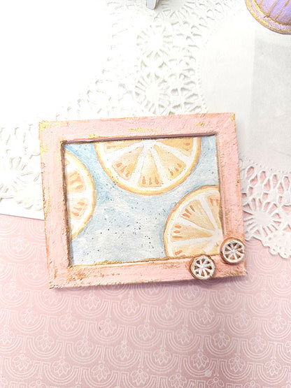 Miniature Oranges No.1:2 Handmade for Dollhouse Wooden Framed Art