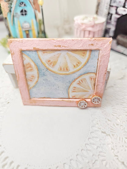 Miniature Oranges No.1:2 Handmade for Dollhouse Wooden Framed Art