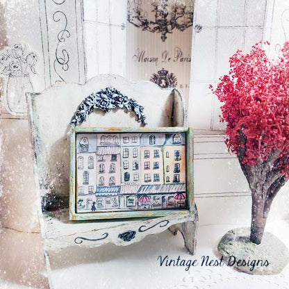 Paris Shopping in the City No.1:2 Dollhouse Miniature Handmade Framed Art