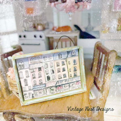 Paris Shopping in the City No.1:2 Dollhouse Miniature Handmade Framed Art