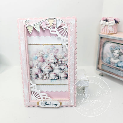 Miniature Pastel Sweets No.1:2 Handmade for Dollhouse Wooden Framed Art