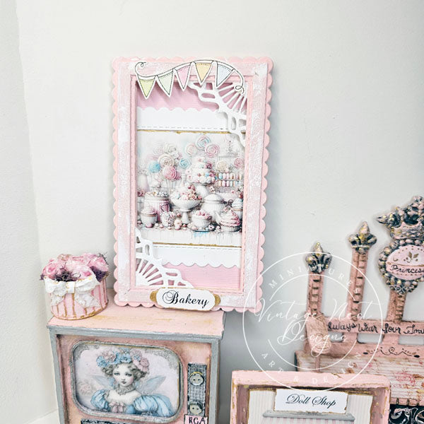 Miniature Pastel Sweets No.1:2 Handmade for Dollhouse Wooden Framed Art