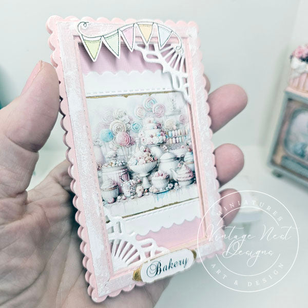 Miniature Pastel Sweets No.1:2 Handmade for Dollhouse Wooden Framed Art