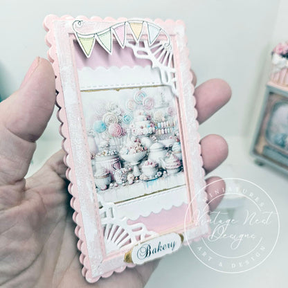 Miniature Pastel Sweets No.1:2 Handmade for Dollhouse Wooden Framed Art