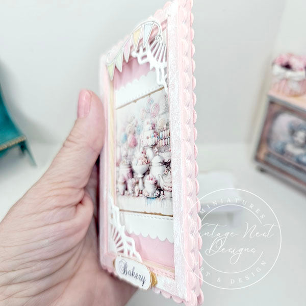 Miniature Pastel Sweets No.1:2 Handmade for Dollhouse Wooden Framed Art