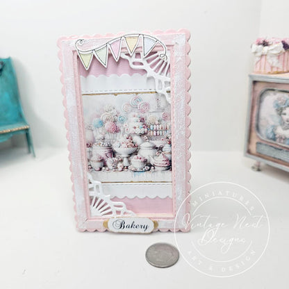 Miniature Pastel Sweets No.1:2 Handmade for Dollhouse Wooden Framed Art