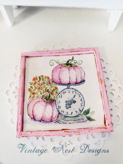 Miniature Pink Pumpkins on a Scale No.1:2 Handmade for Dollhouse