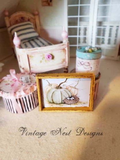 Miniature Pumpkin Patch No.4:2 Handmade for Dollhouse Diorama Shadow Box