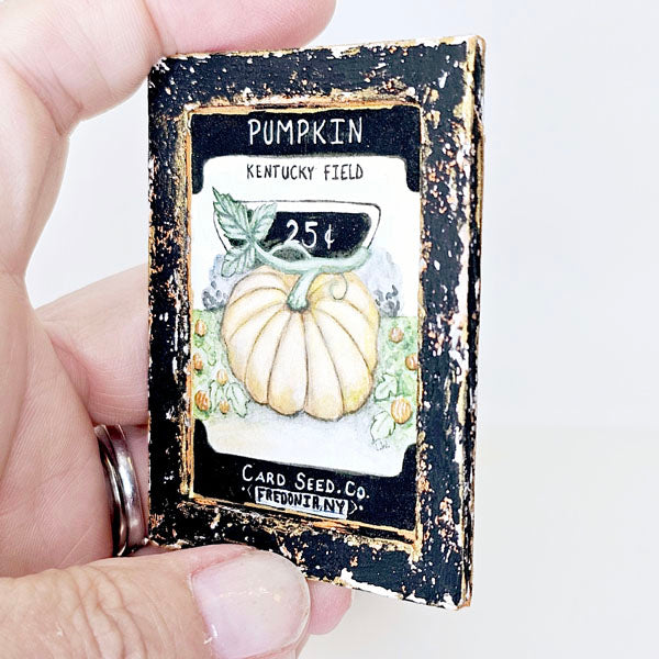 Miniature Pumpkin Seeds No.1:2 Handmade for Dollhouse Wooden Framed Art