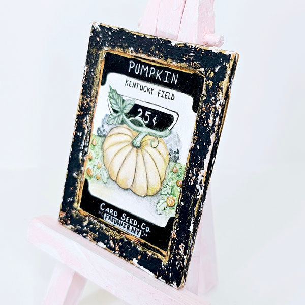 Miniature Pumpkin Seeds No.1:2 Handmade for Dollhouse Wooden Framed Art