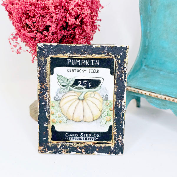 Miniature Pumpkin Seeds No.1:2 Handmade for Dollhouse Wooden Framed Art