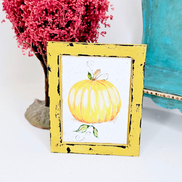 Miniature Pumpkins No.2:2 Dollhouse Miniature Handmade Wooden Framed Art