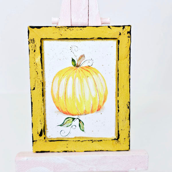 Miniature Pumpkins No.2:2 Dollhouse Miniature Handmade Wooden Framed Art