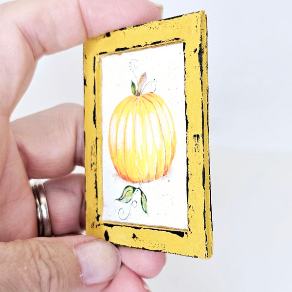 Miniature Pumpkins No.2:2 Dollhouse Miniature Handmade Wooden Framed Art