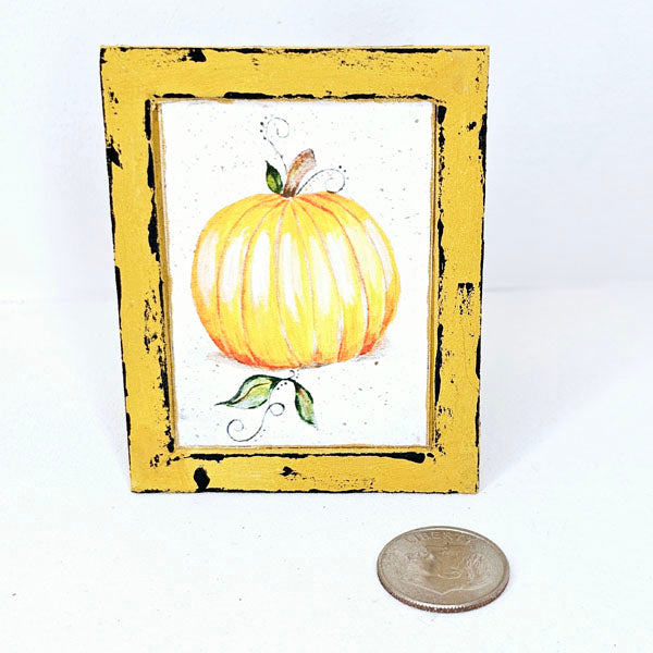 Miniature Pumpkins No.2:2 Dollhouse Miniature Handmade Wooden Framed Art