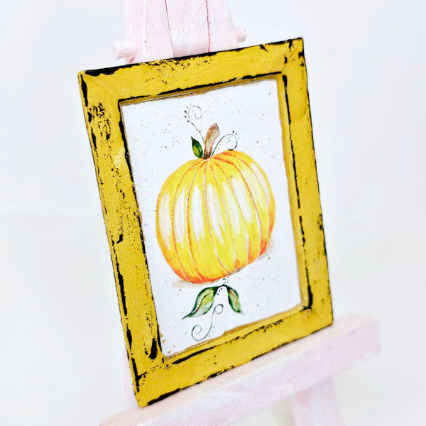 Miniature Pumpkins No.2:2 Dollhouse Miniature Handmade Wooden Framed Art