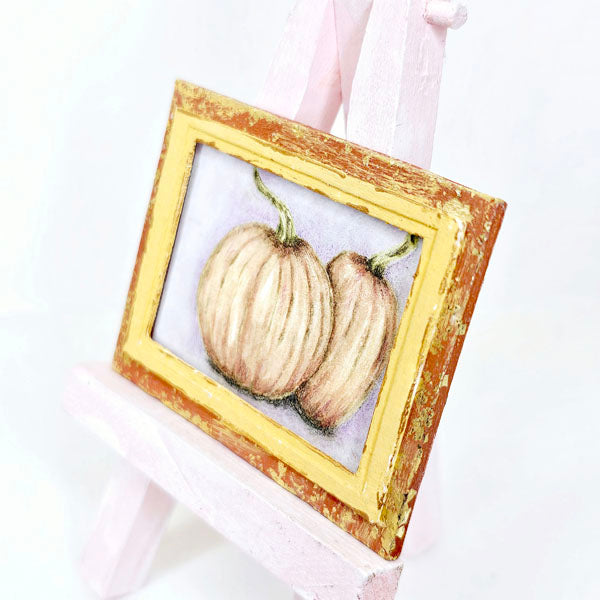 Miniature Halloween Pumpkins No.5:2 Handmade for Dollhouse Wooden Framed Art