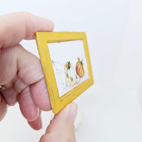 Miniature Rugged Pumpkins No.1:2 Handmade for Dollhouse Wooden Framed Art