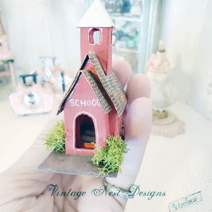 Miniature Putz Red School House No.2 Handmade