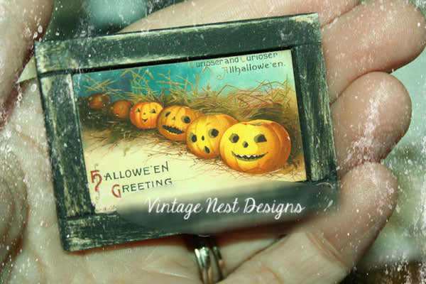 Miniature Six Pumpkins No.1:3 Handmade for Halloween Dollhouse Diorama Shadow box