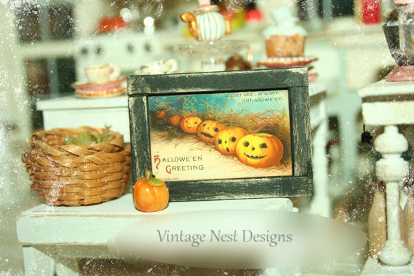 Miniature Six Pumpkins No.1:3 Handmade for Halloween Dollhouse Diorama Shadow box