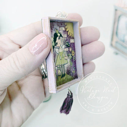 Miniature When I First Saw You No.1:2 Purple Wood Frame Dollhouse Decor Accessory