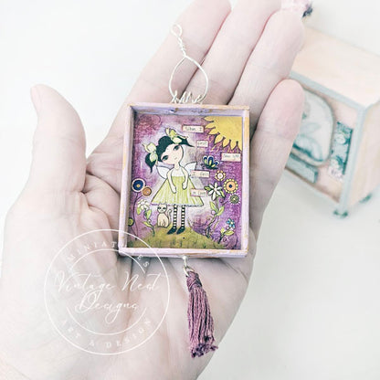 Miniature When I First Saw You No.1:2 Purple Wood Frame Dollhouse Decor Accessory
