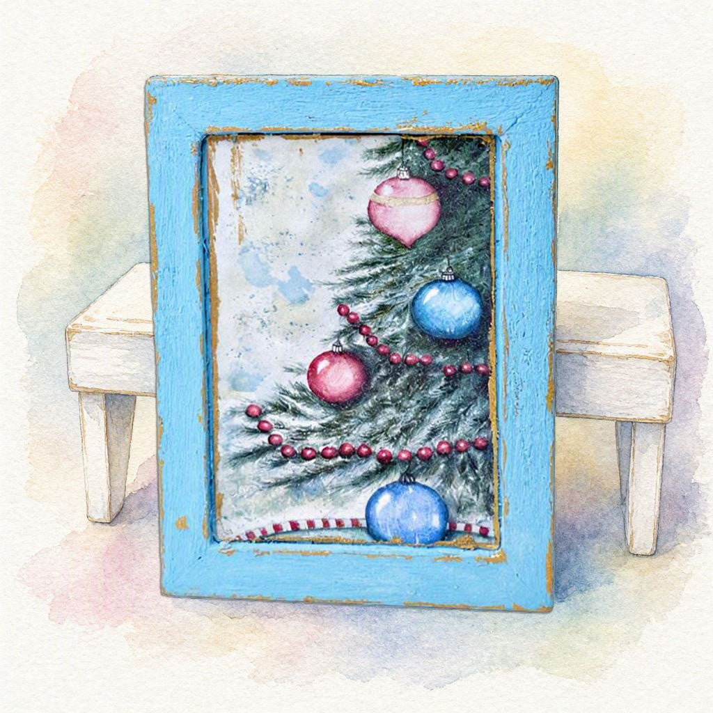 Miniature Christmas Scene No.2:3 Handmade for Dollhouse Wooden Framed Art