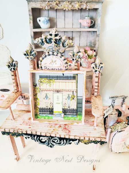 Chalet de grand-mère n°1:3 - Art encadré en bois miniature fait main pour maison de poupée