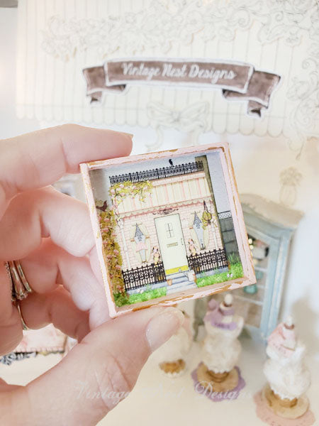 Chalet de grand-mère n°1:3 - Art encadré en bois miniature fait main pour maison de poupée