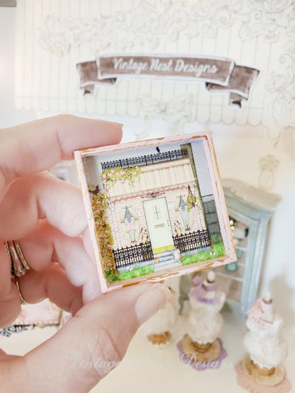 Grandmas Cottage Nr. 1:3 Puppenhaus Miniatur Handgemalte Kunst mit Holzrahmen