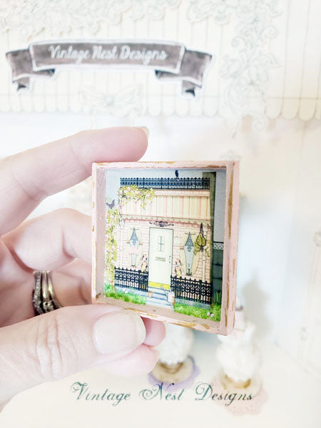 Chalet de grand-mère n°1:3 - Art encadré en bois miniature fait main pour maison de poupée