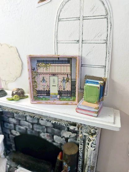 Grandmas Cottage Nr. 1:3 Puppenhaus Miniatur Handgemalte Kunst mit Holzrahmen