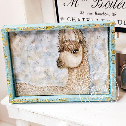 Miniature Llama No.1:3 Dollhouse Handmade Wooden Framed Art