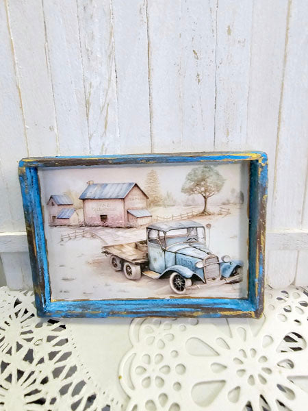 Miniature Model AA Truck No.1:3 Handmade Wooden Framed Art for Dollhouse Diorama Shadow Box