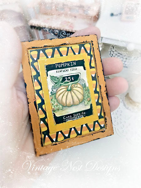 Miniature Pumpkin Seeds No.1:3 Handmade for Dollhouse Wooden Framed Art