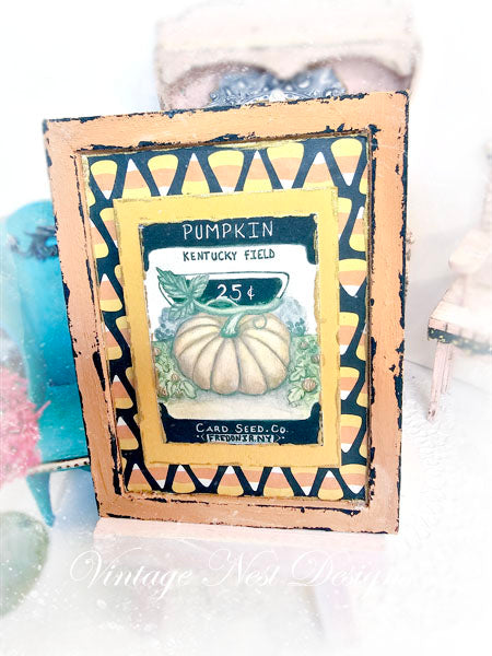 Miniature Pumpkin Seeds No.1:3 Handmade for Dollhouse Wooden Framed Art