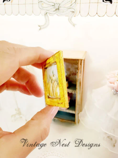 Miniature Pumpkins No.1:3 Handmade for Dollhouse Wooden Framed Art