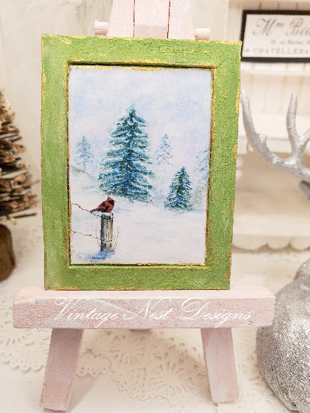Miniature Winter Cardinal No.1:3 Handmade for Dollhouse Decor Accessory