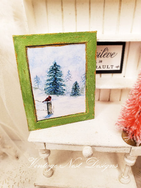Miniature Winter Cardinal No.1:3 Handmade for Dollhouse Decor Accessory