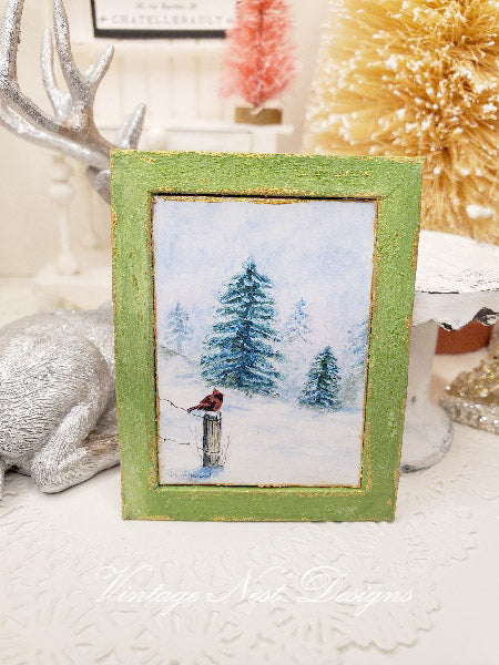 Miniature Winter Cardinal No.1:3 Handmade for Dollhouse Decor Accessory