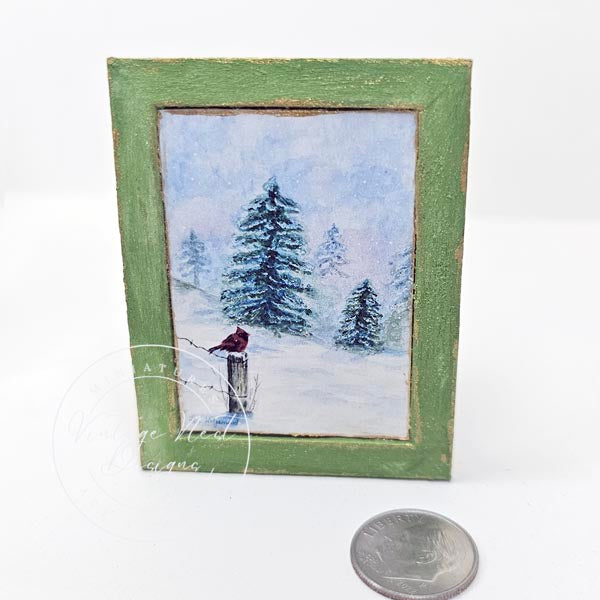 Miniature Winter Cardinal No.1:3 Handmade for Dollhouse Decor Accessory