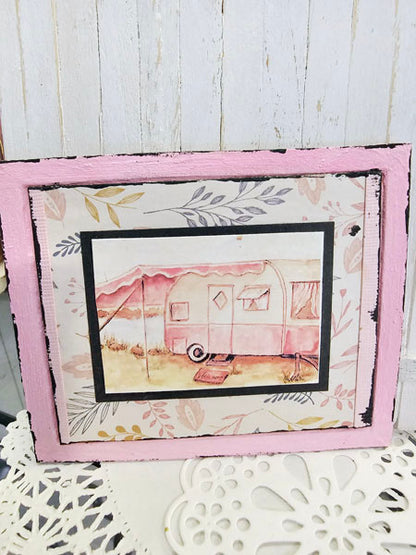 Miniatur Barbie Camper Nr. 1:4 Handgefertigt für Puppenhaus Holzgerahmtes Kunst Diorama Zimmer Schaukasten
