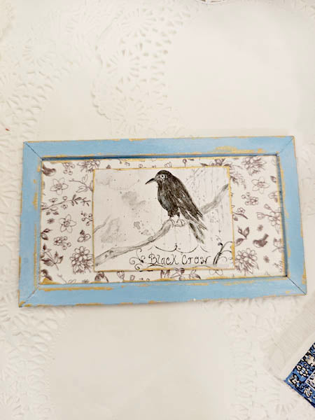 Dollhouse Miniature Black Crow No.1:4 Handmade for Dollhouse Wooden Framed Art