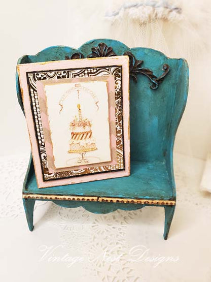 Dollhouse Miniature Cake No.8:4 Handmade Wooden Framed Art