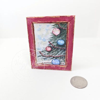 Miniature Christmas Scene No.2:4 Handmade for Dollhouse Wooden Framed Art