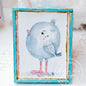 Miniature Pink Tweet Nr. 1:4 Handgemachtes Puppenhaus-Kunstwerk mit Holzrahmen