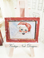 Miniature Santa No.1:4 Handmade for Dollhouse Wooden Framed Art