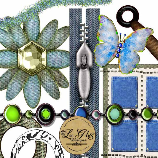 Digital Scrapbooking 501 Blues Kit Instant Download