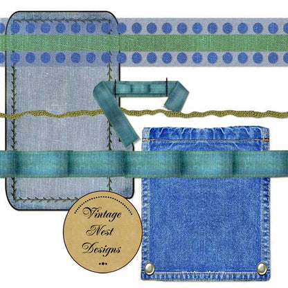 Digital Scrapbooking 501 Blues Kit Instant Download